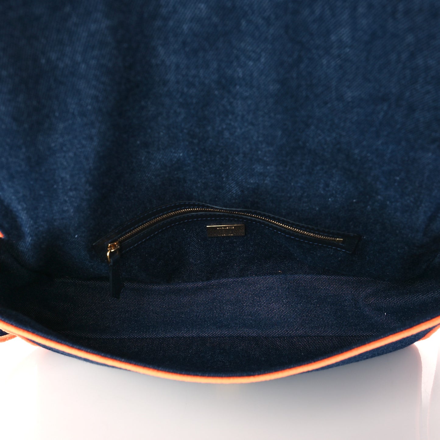 Denim Large Baguette Blue Arancio Fluo
