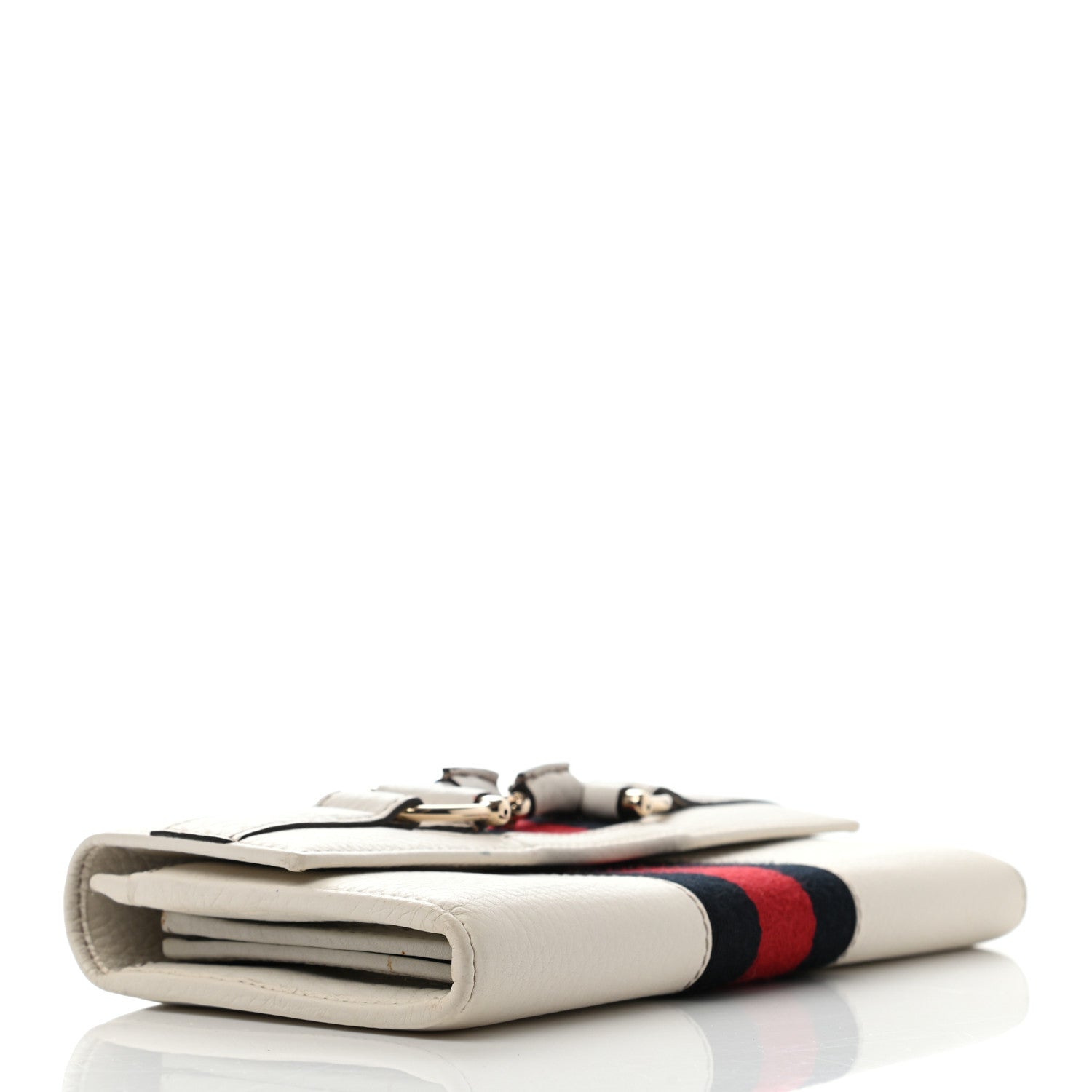 Gucci Calfskin Horsebit Web Continental Wallet White 4 of 10