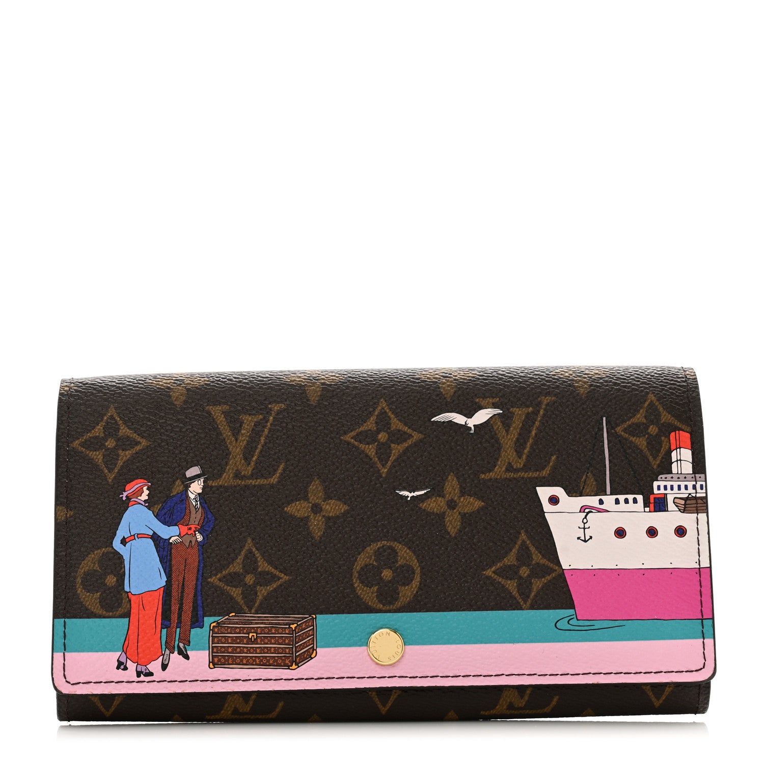 Louis Vuitton Monogram 2016 Christmas Animation Sarah Wallet Rose Ballerine 1 of 6
