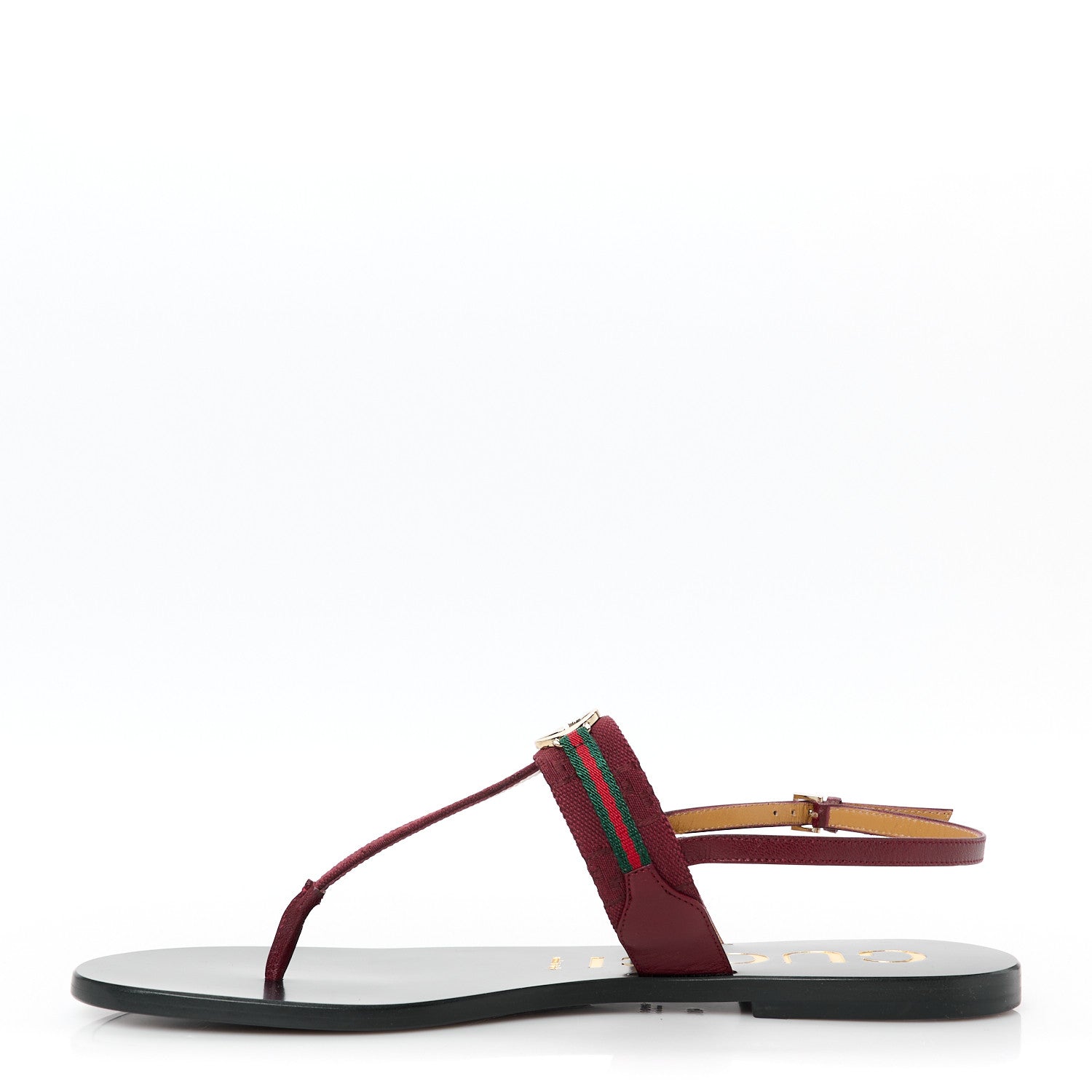 Gucci New Canvas GG Malaga Kid Web Interlocking G Womens Thong Sandals 40.5 Rosso Ancora 1 of 9