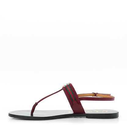 Gucci New Canvas GG Malaga Kid Web Interlocking G Womens Thong Sandals 40.5 Rosso Ancora 1 of 9