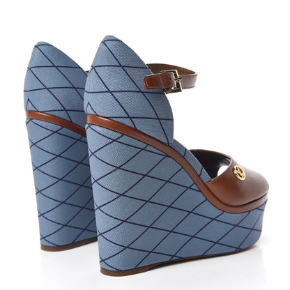 Louis Vuitton Denim Malletage Blossom Wedge Sandal 38.5 4 of 7