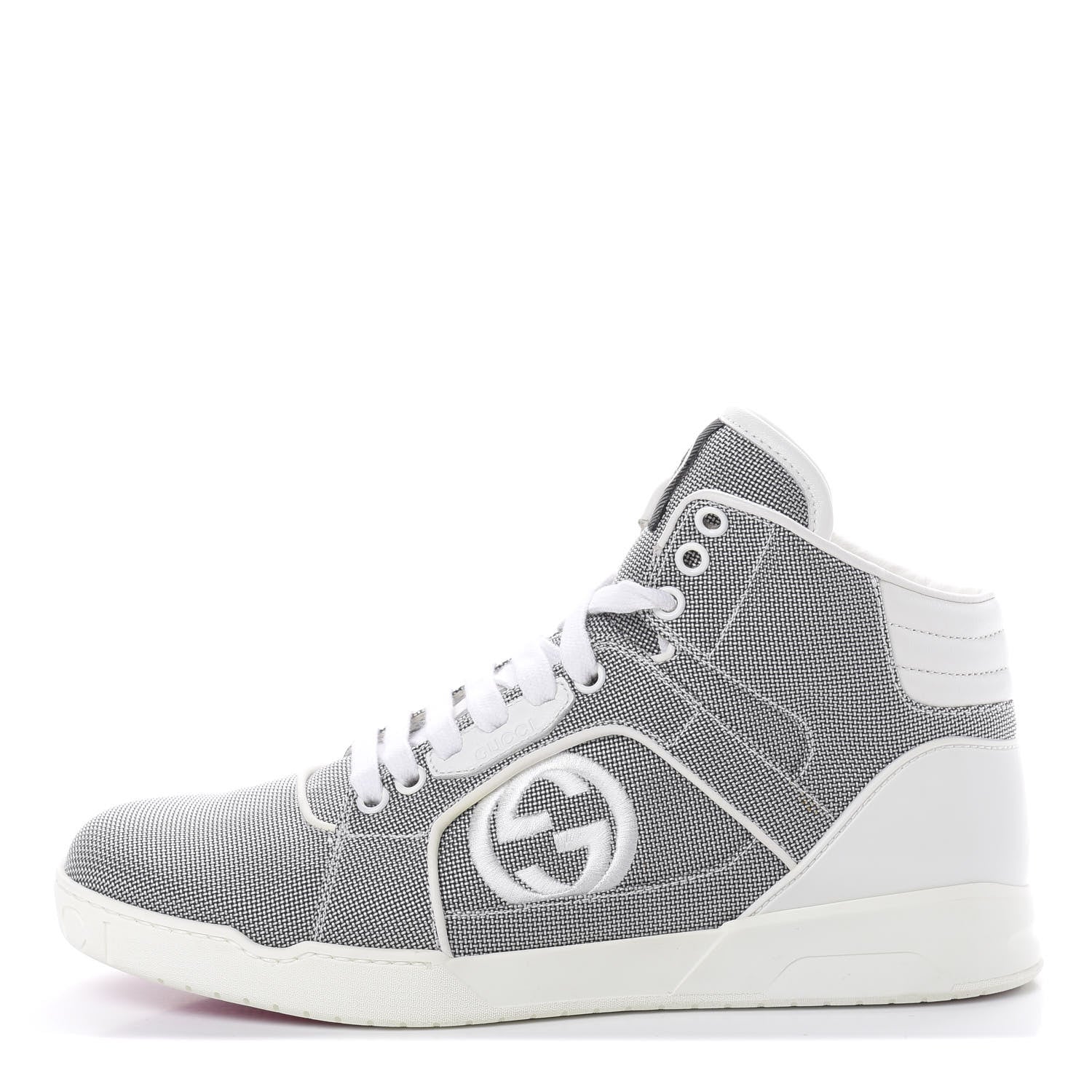 Gucci Baling Fabric Nappa Moorea Interlocking G Mens High Top Sneakers 6 Great White White 1 of 8