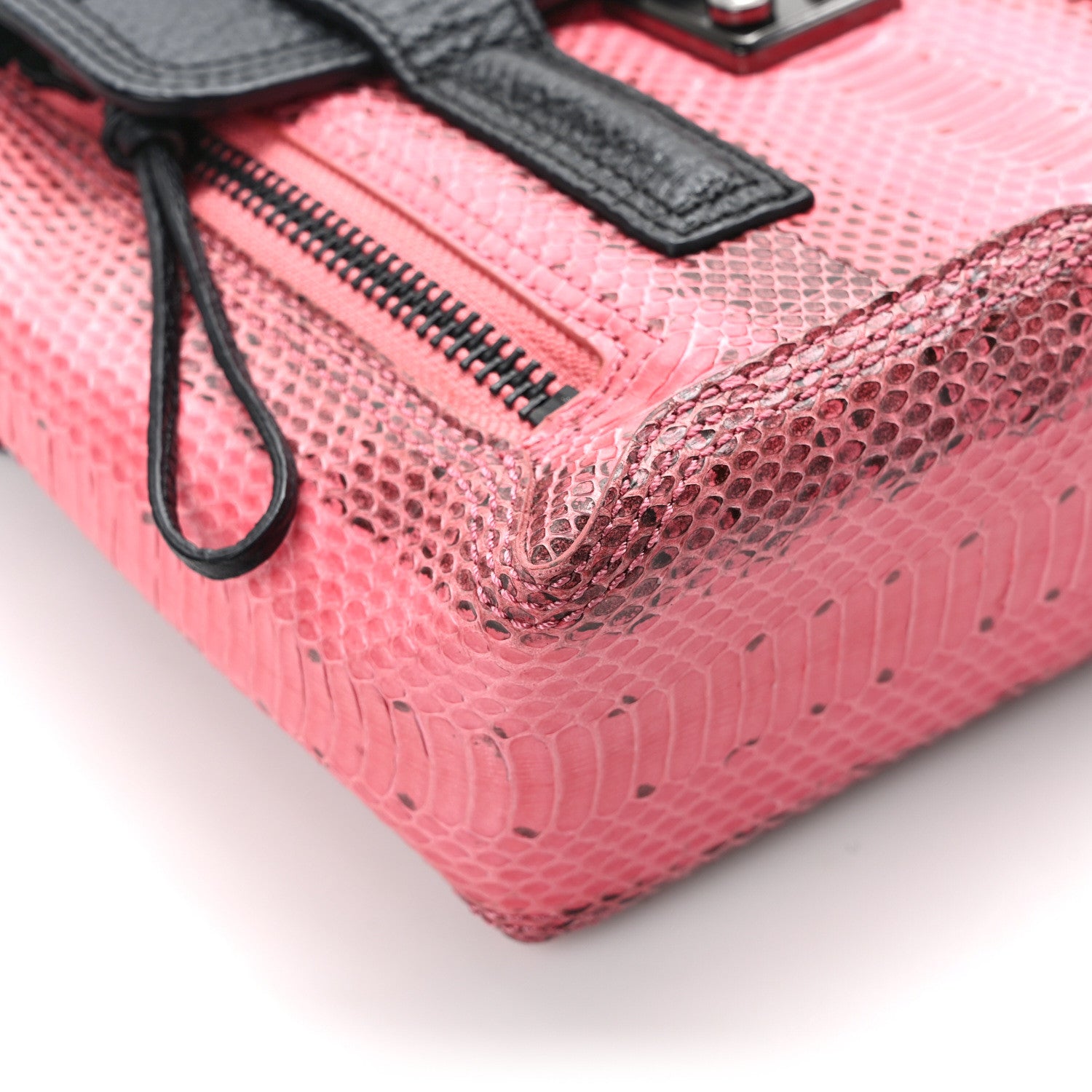 3.1 Phillip Lim Textured Calfskin Elaphe Snakeskin Mini Pashli Satchel Pink Black 9 of 12