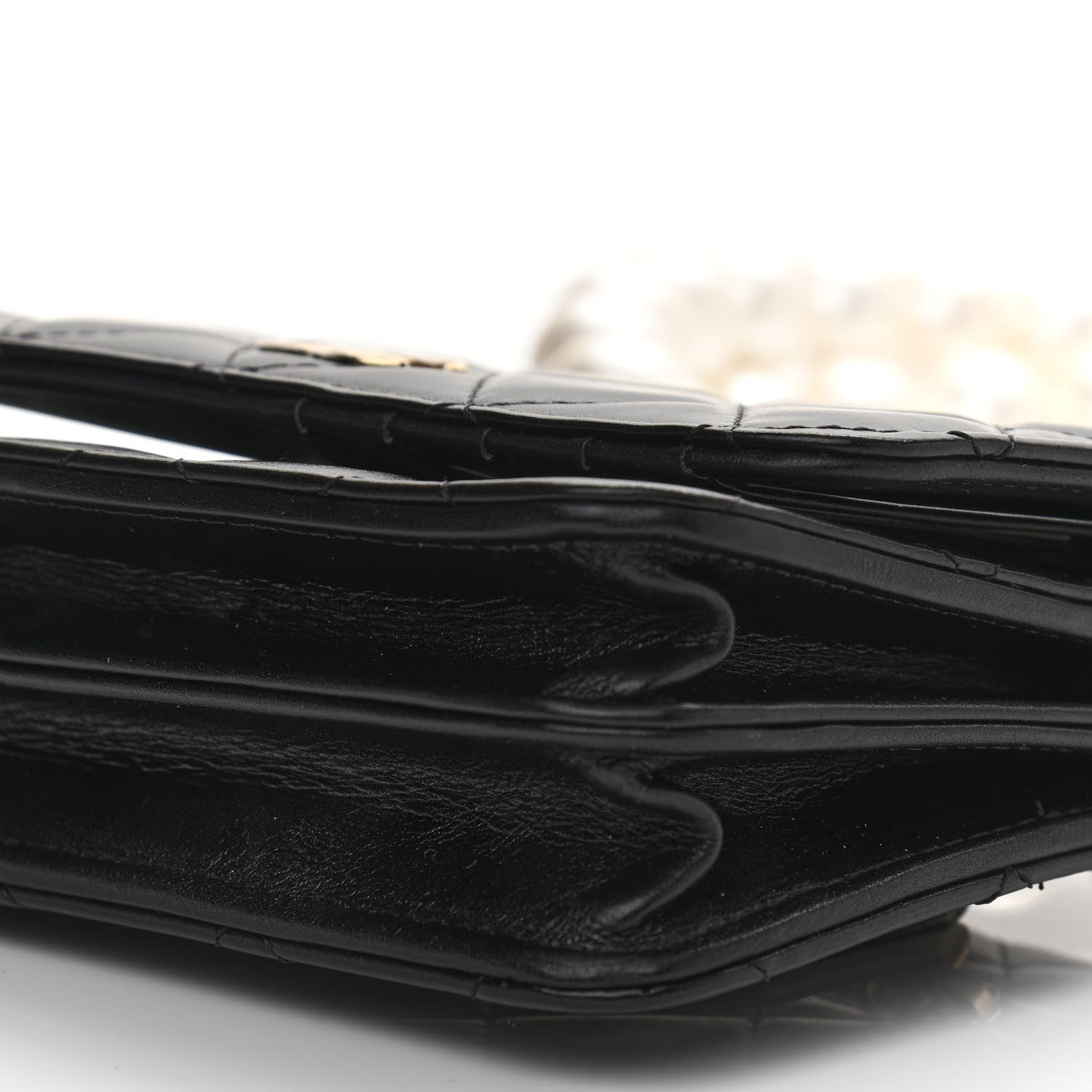 Chanel Calfskin Quilted Mini Maxi Pearls Wallet On Chain WOC Black 10 of 11