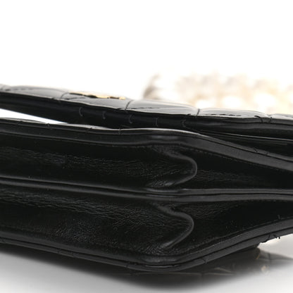 Chanel Calfskin Quilted Mini Maxi Pearls Wallet On Chain WOC Black 10 of 11