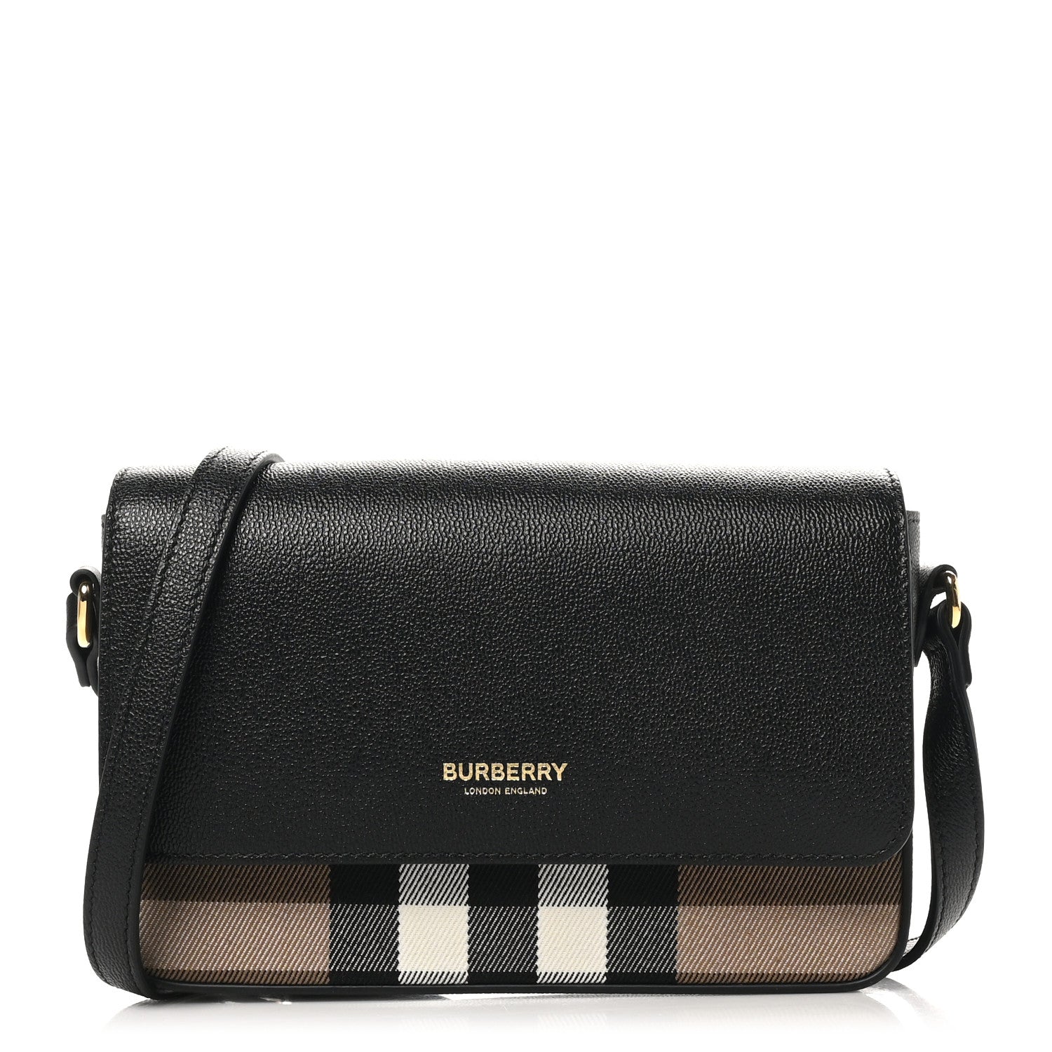 Burberry Grained Calfskin House Check Tartan Mix New Hampshire Black 1 of 8