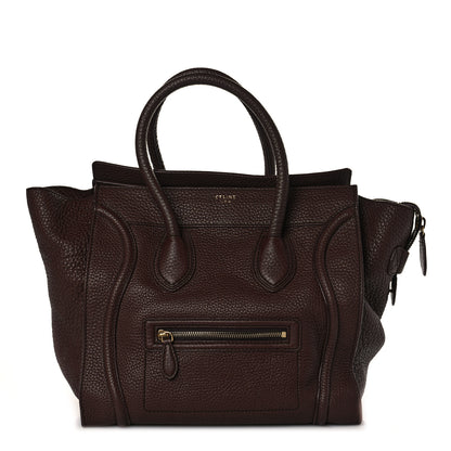 Celine Drummed Calfskin Mini Luggage Dark Brown 1 of 9