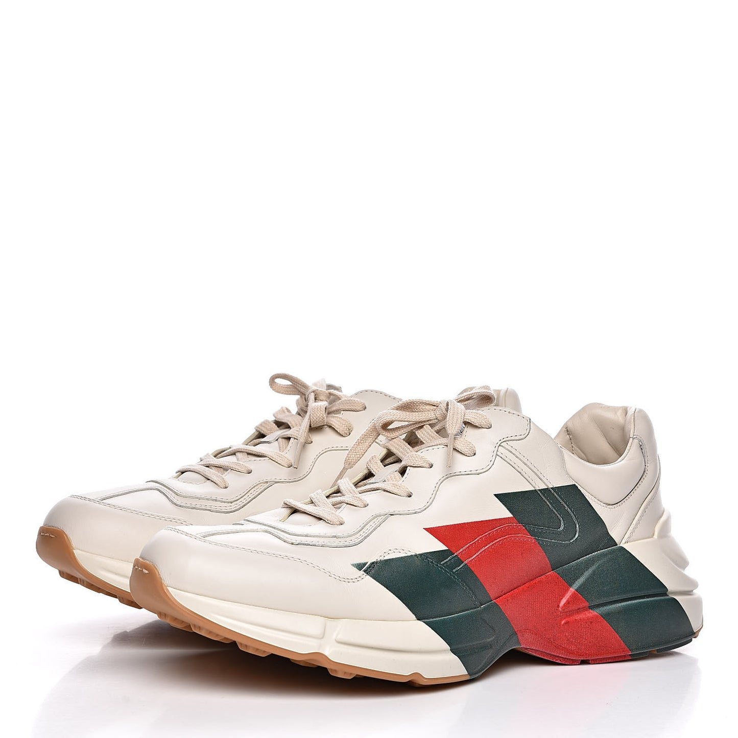 Calfskin Web Printed Mens Rhyton Sneakers 12.5 Mystic White