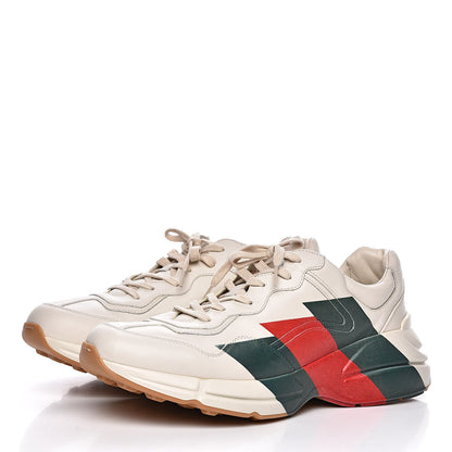Gucci Calfskin Web Printed Mens Rhyton Sneakers 12.5 Mystic White 3 of 12