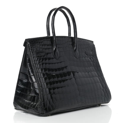 Hermes Shiny Niloticus Crocodile Birkin 35 Black 3 of 37