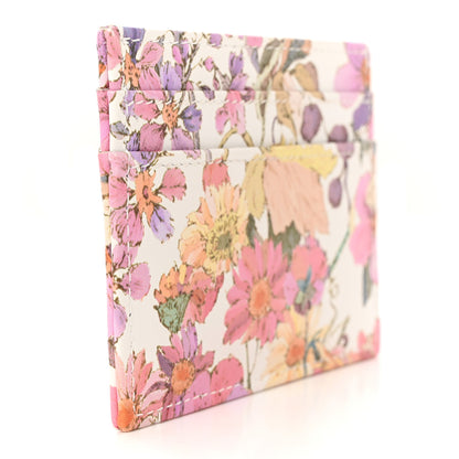 Christian Dior Calfskin Caro Freesia Five-Slot Card Holder White Multicolor 3 of 8