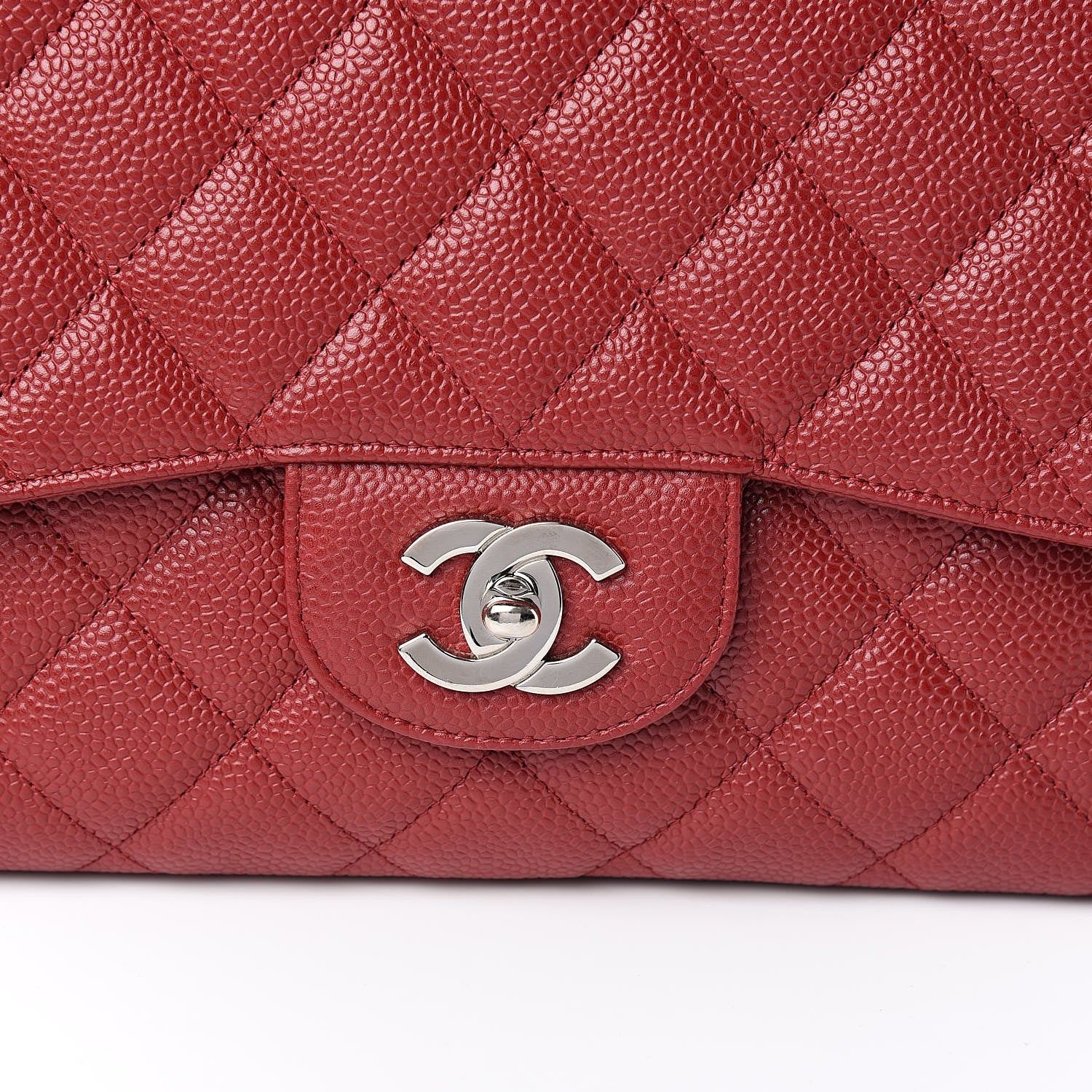 Chanel Caviar Quilted Jumbo Single Flap Red 10 of 10