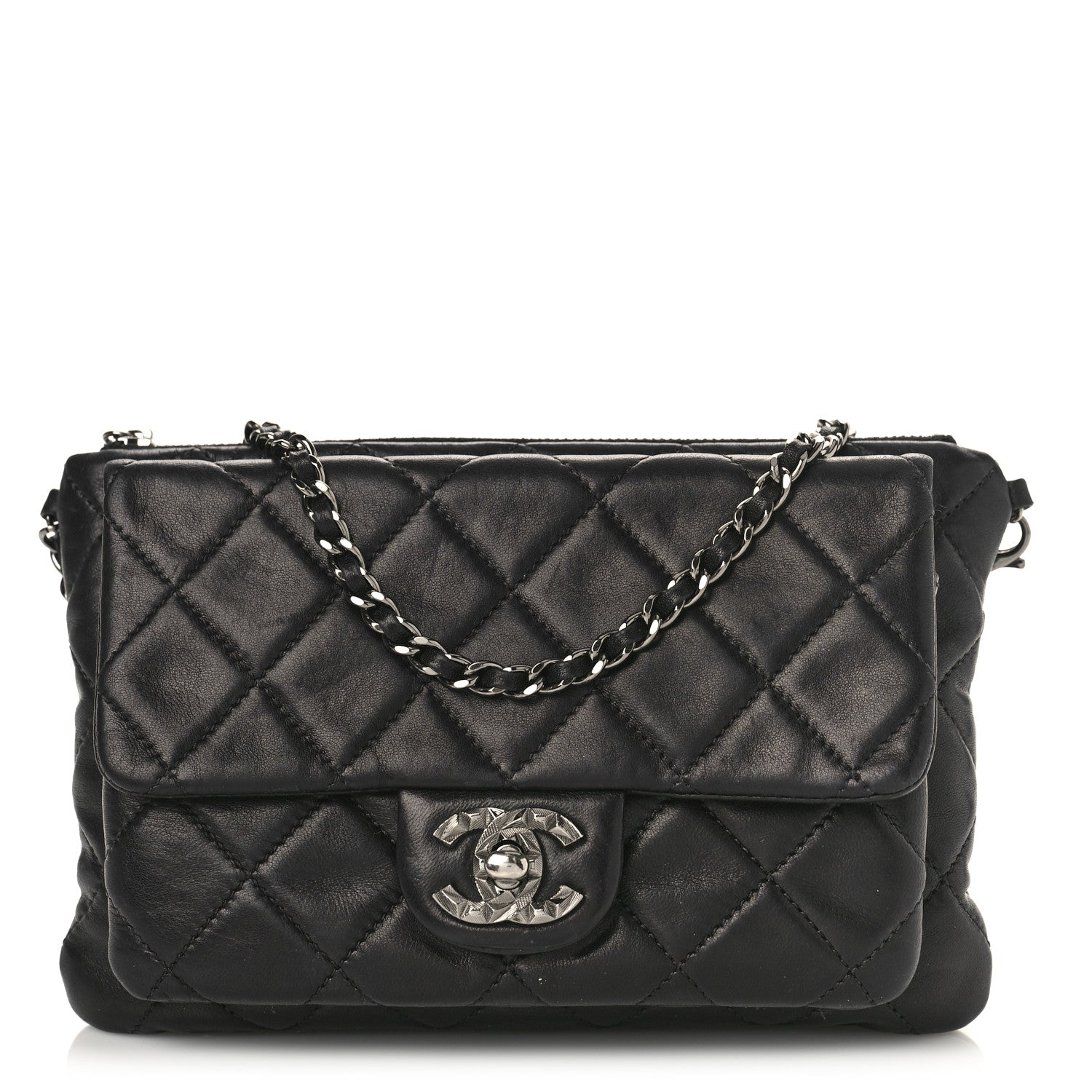 Chanel Lambskin Quilted Mineral Nights Flap Wristlet Black 1 of 10