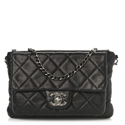 Chanel Lambskin Quilted Mineral Nights Flap Wristlet Black 1 of 10