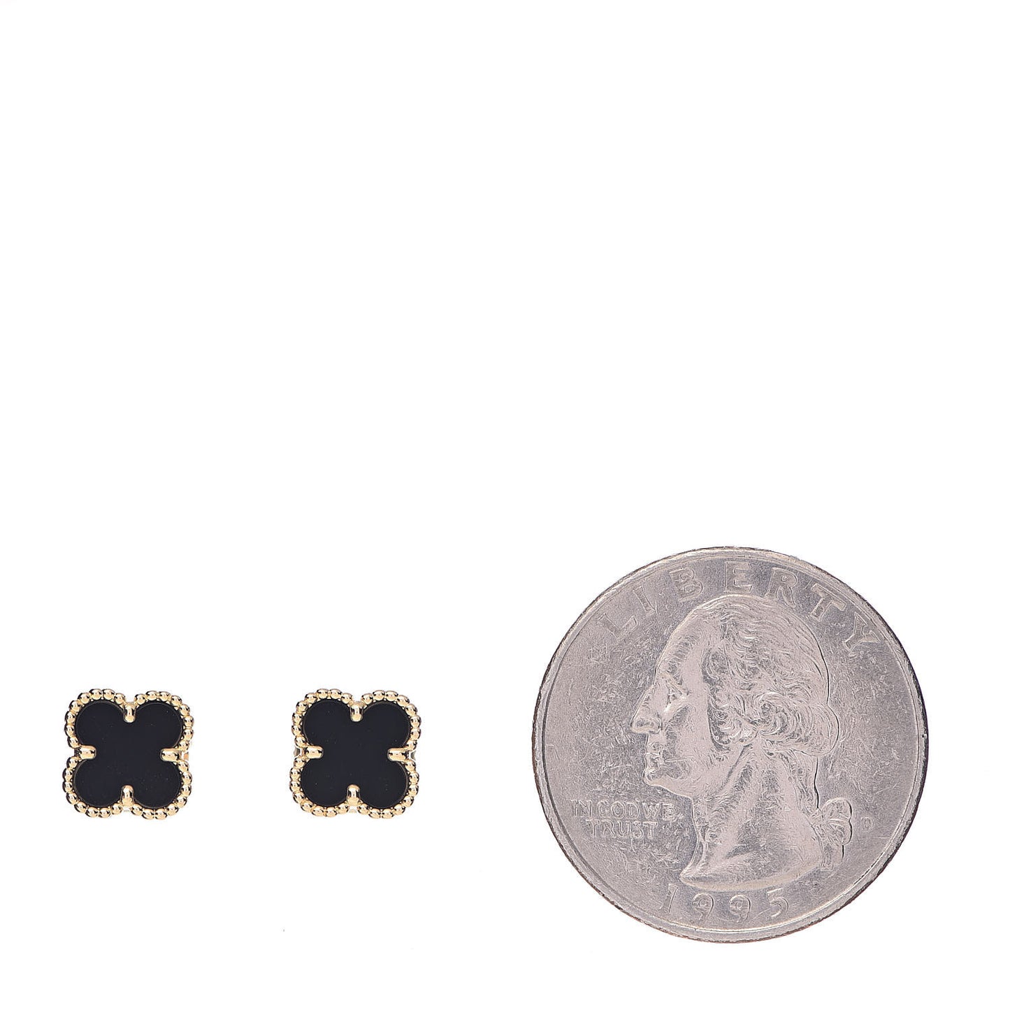 18K Yellow Gold Black Onyx Sweet Alhambra Earrings