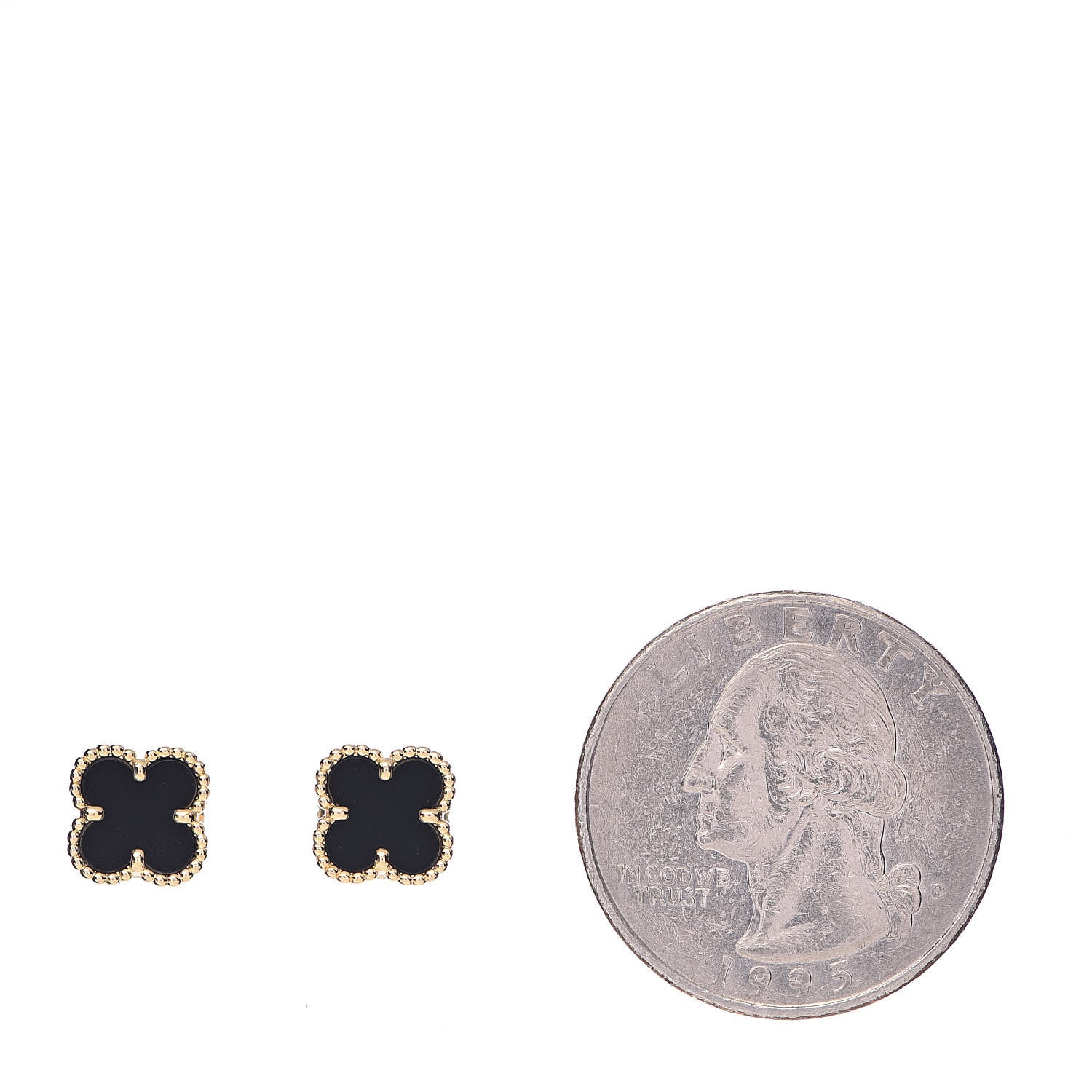Van Cleef & Arpels 18K Yellow Gold Black Onyx Sweet Alhambra Earrings 2 of 7
