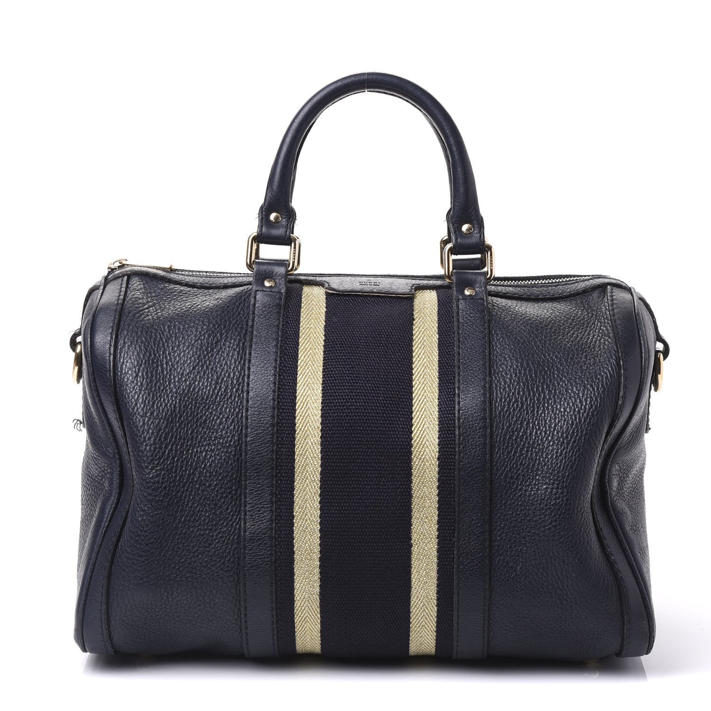 Calfskin Vintage Web Medium Boston Navy