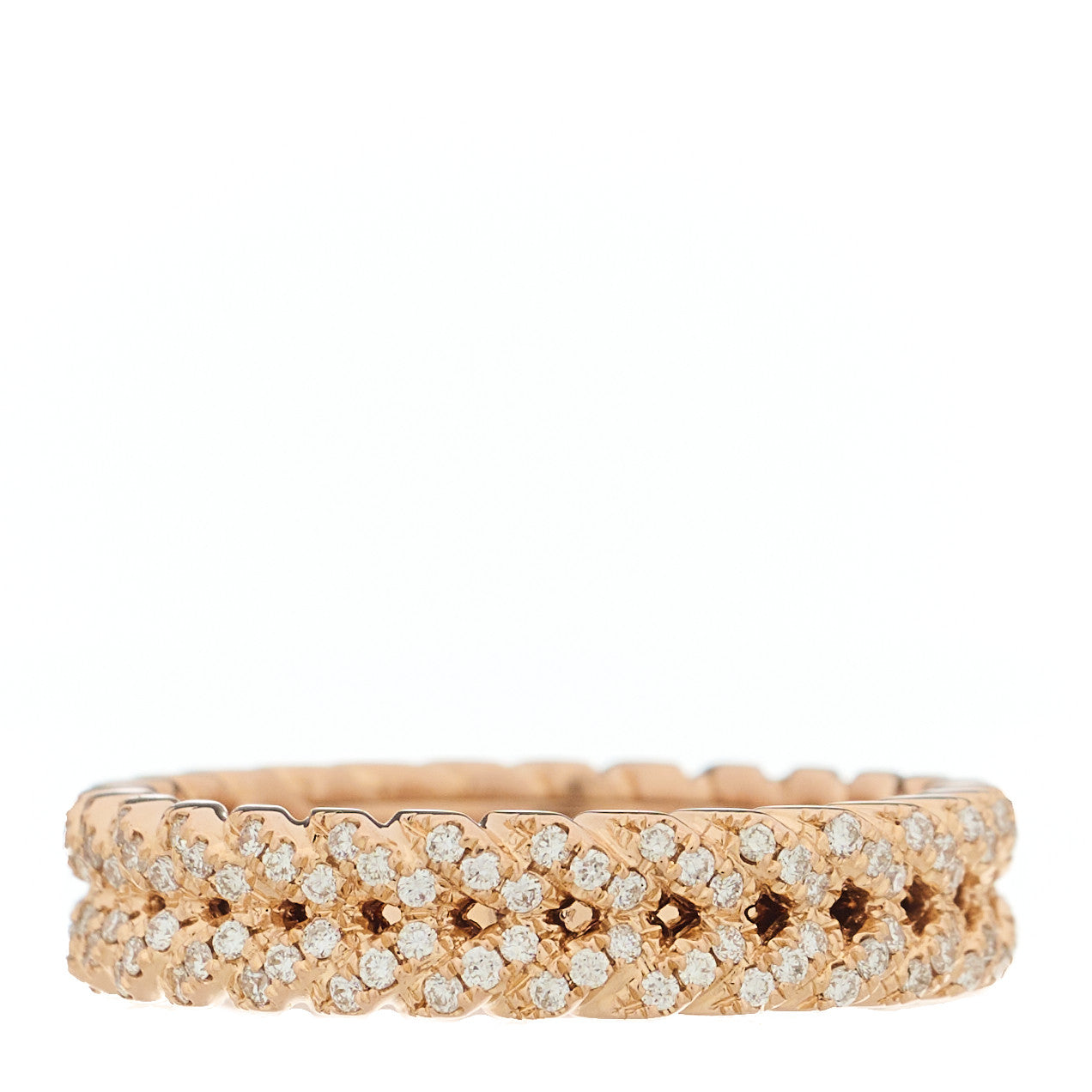 18K Rose Gold Diamond Braided Ring 54 7