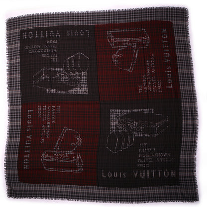 Louis Vuitton Mens Fleece Wool Silk Trunks Shawl Gris Rouge 3 of 5