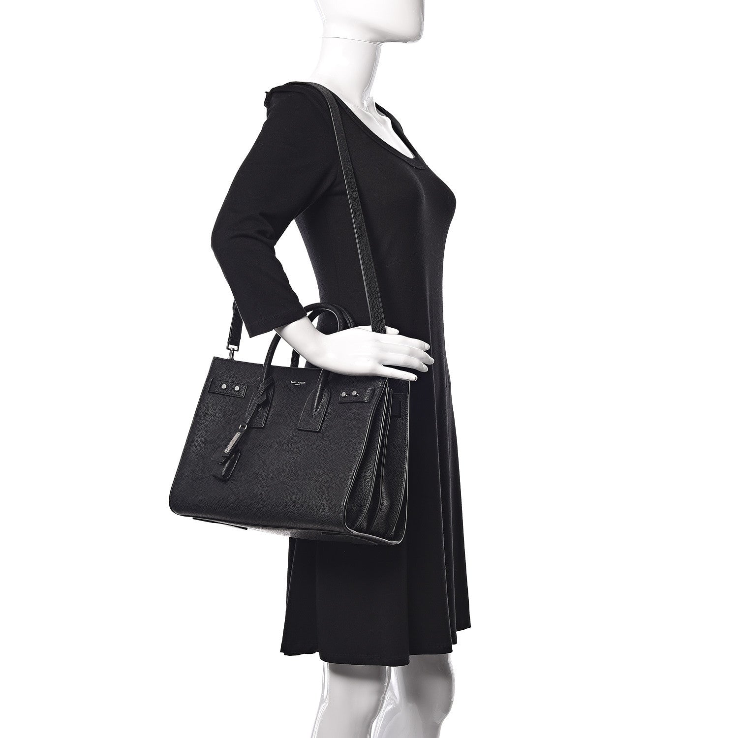 Saint Laurent Grained Calfskin Small Supple Sac De Jour Black 2 of 8