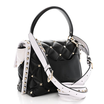 Valentino Garavani Nappa Medium Candystud Top Handle Bag White Black 3 of 14