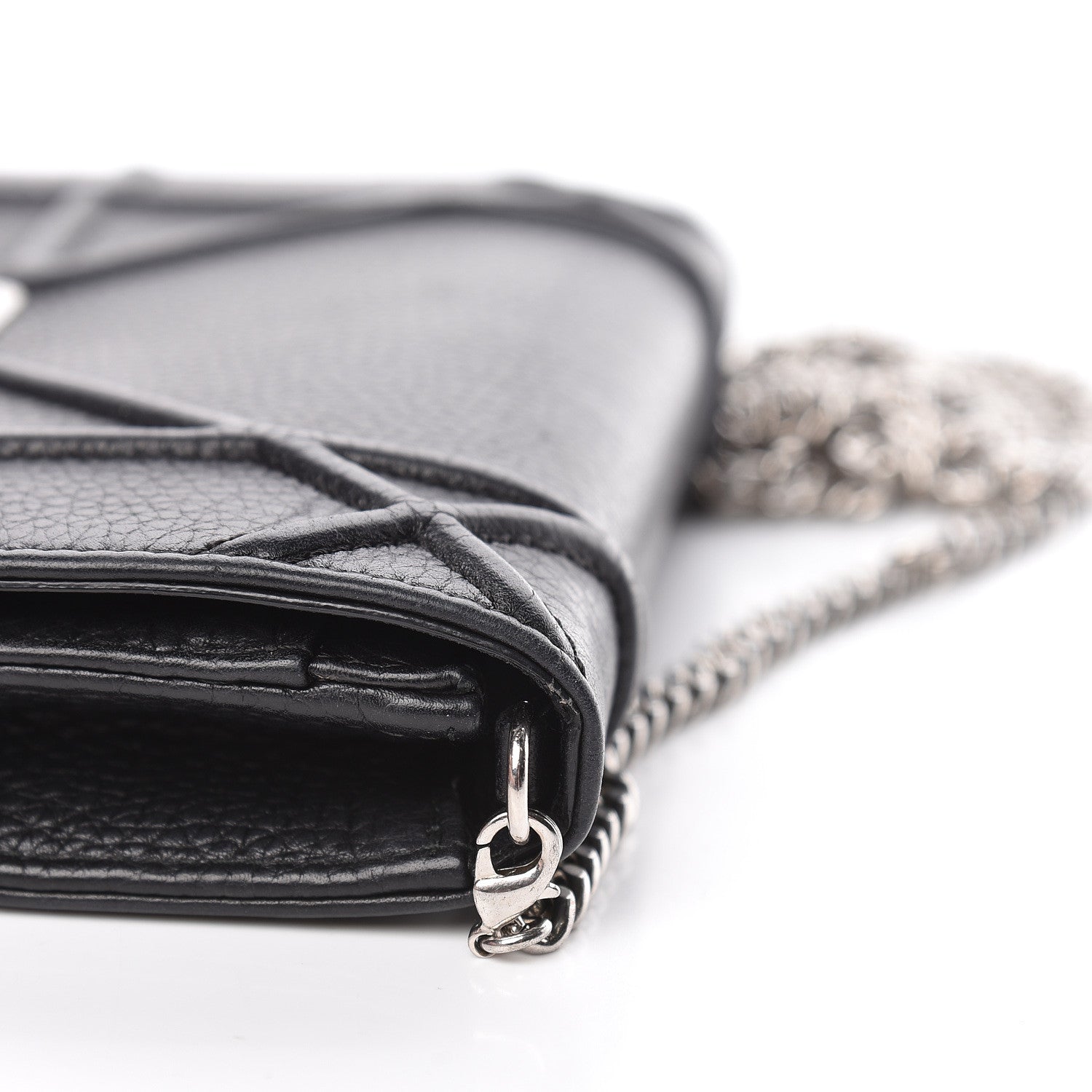 Christian Dior Grained Calfskin Diorama Wallet on Chain Pouch Black 15 of 18