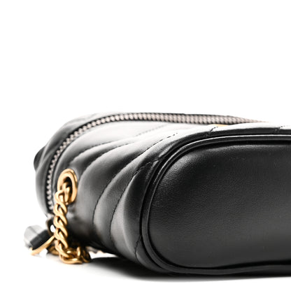 Gucci Calfskin Matelasse Chevron Mini GG Marmont Top Handle Bag Black 9 of 10