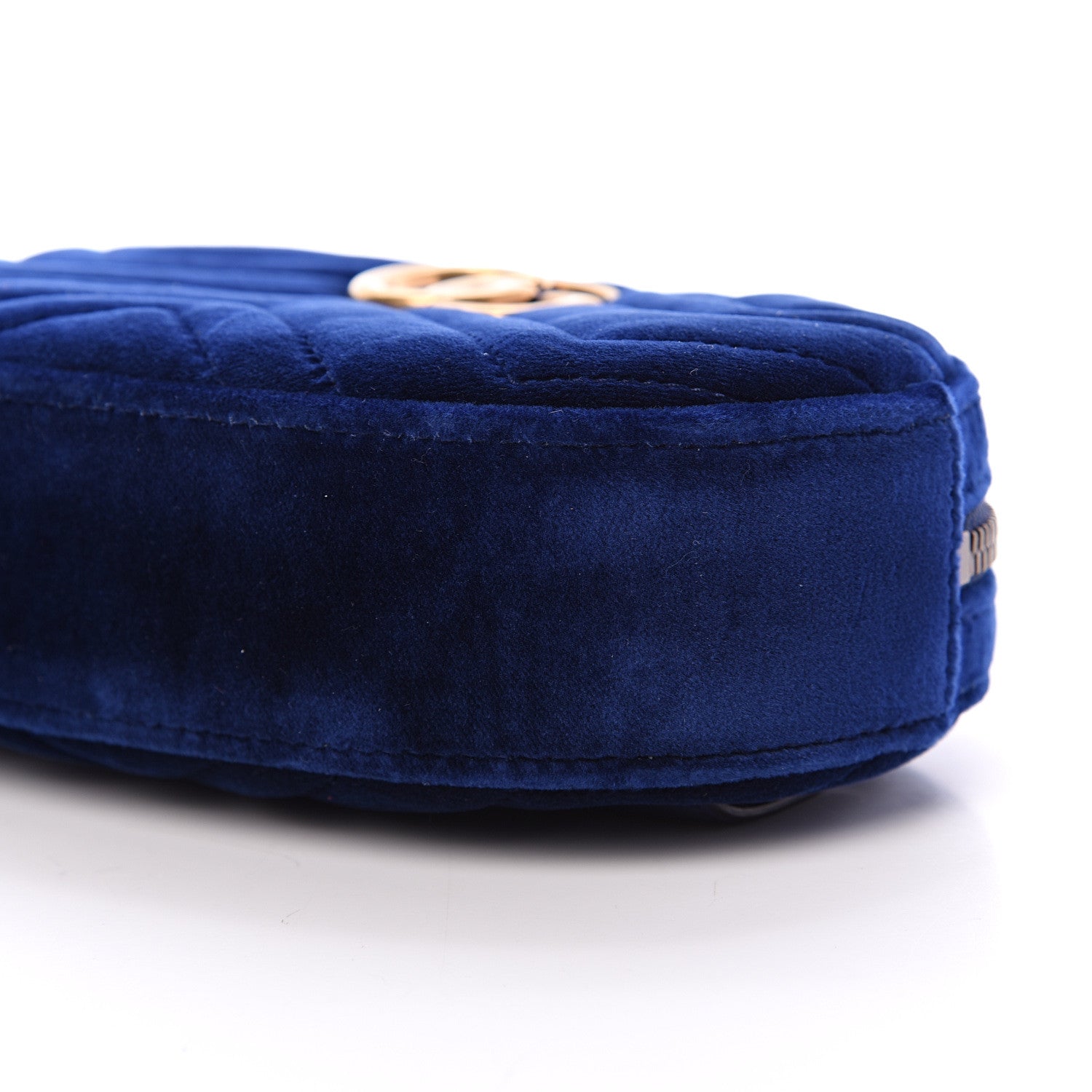 Gucci Velvet Matelasse GG Marmont Belt Bag 75 30 Cobalt Blue 9 of 10