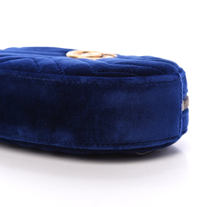 Gucci Velvet Matelasse GG Marmont Belt Bag 75 30 Cobalt Blue 9 of 10
