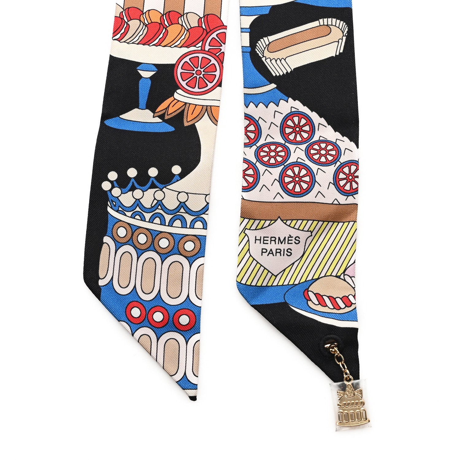 Hermes Silk La Patisserie Francaise Charms Twilly Charms Black White Bleu 2 of 4