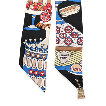 Hermes Silk La Patisserie Francaise Charms Twilly Charms Black White Bleu 2 of 4