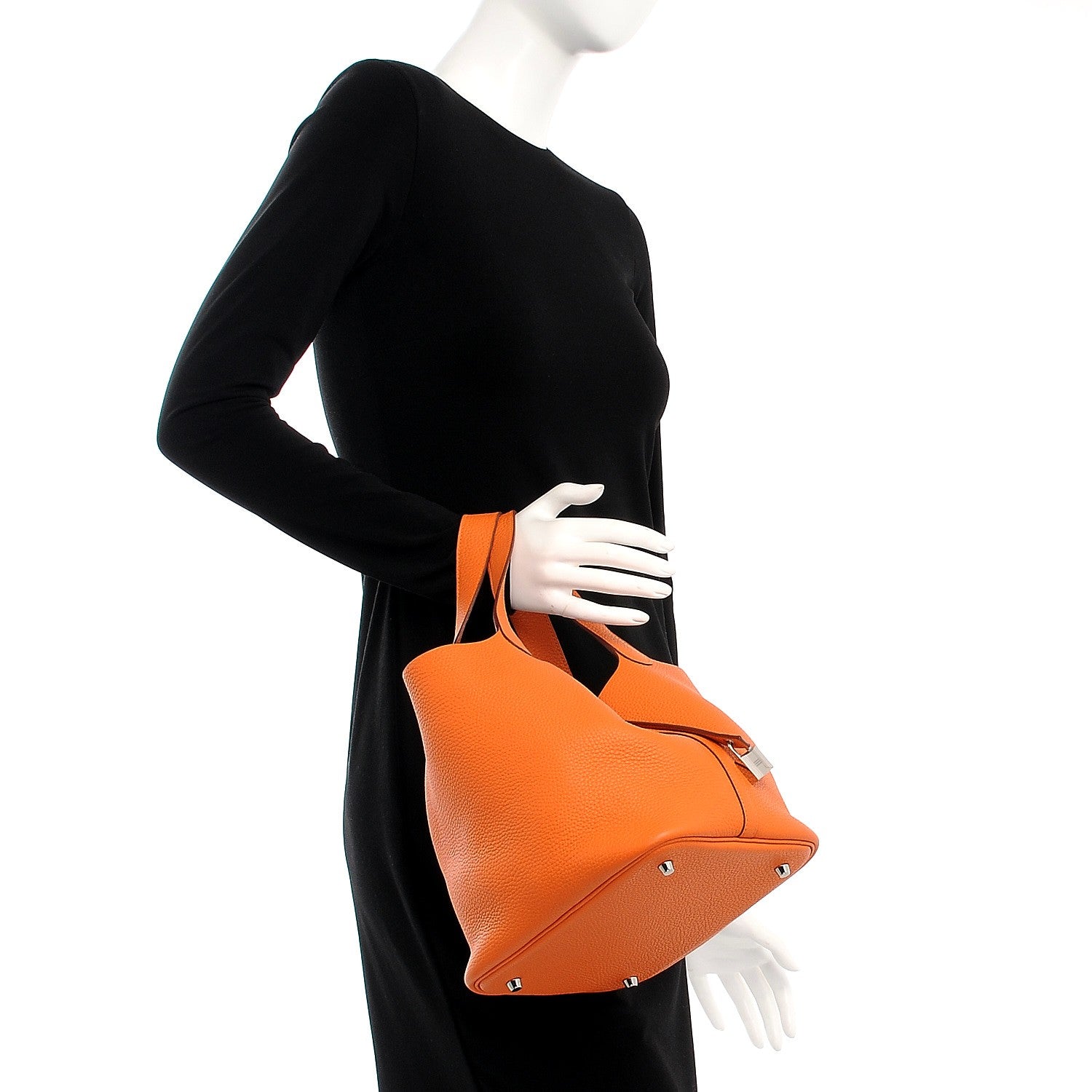 Hermes Taurillon Clemence Picotin Lock 22 MM Orange 2 of 8