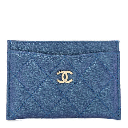 Chanel Iridescent Caviar Quilted Card Holder Dark Blue 1 of 8