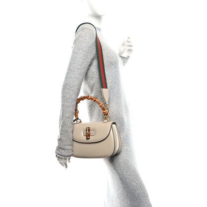 Gucci Boarded Dyana Lux Calfskin Web Medium Bamboo 1947 Top Handle Bag Oatmeal 2 of 9