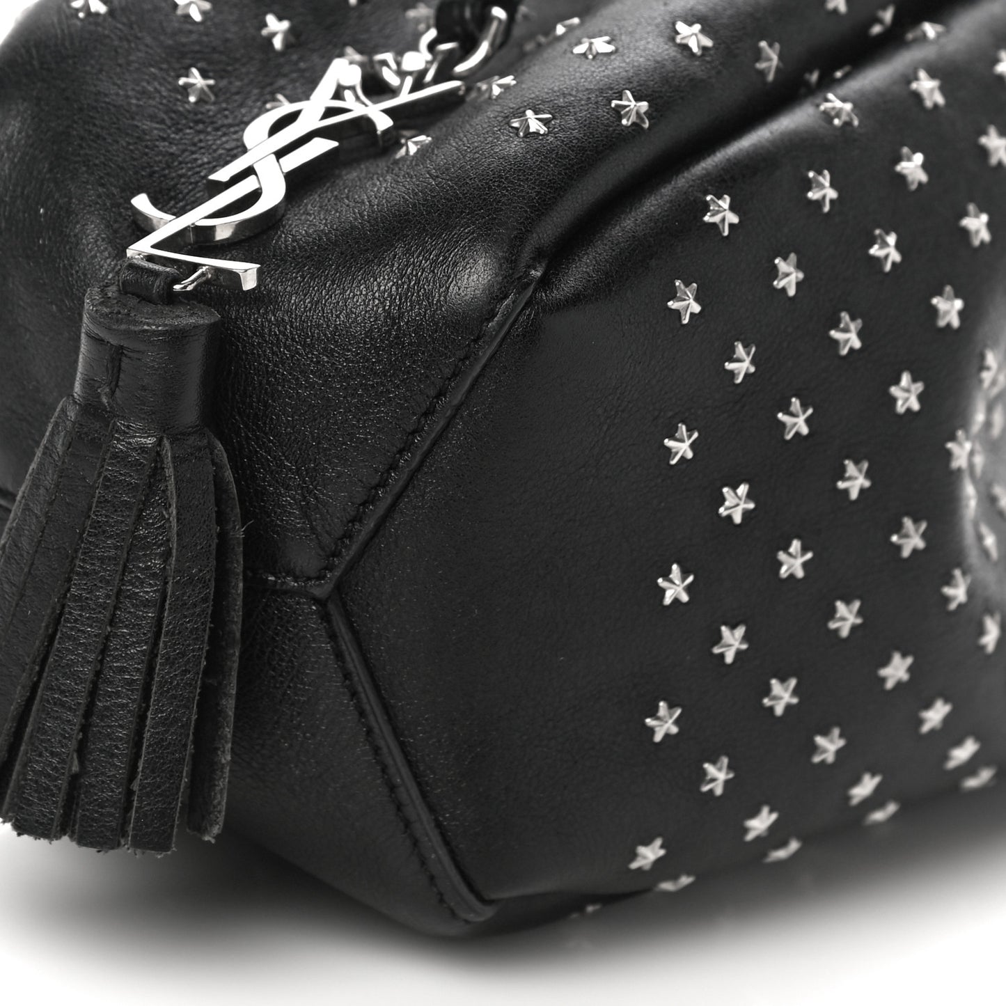 Calfskin Star Studded Small Emmanuelle Bucket Bag Black