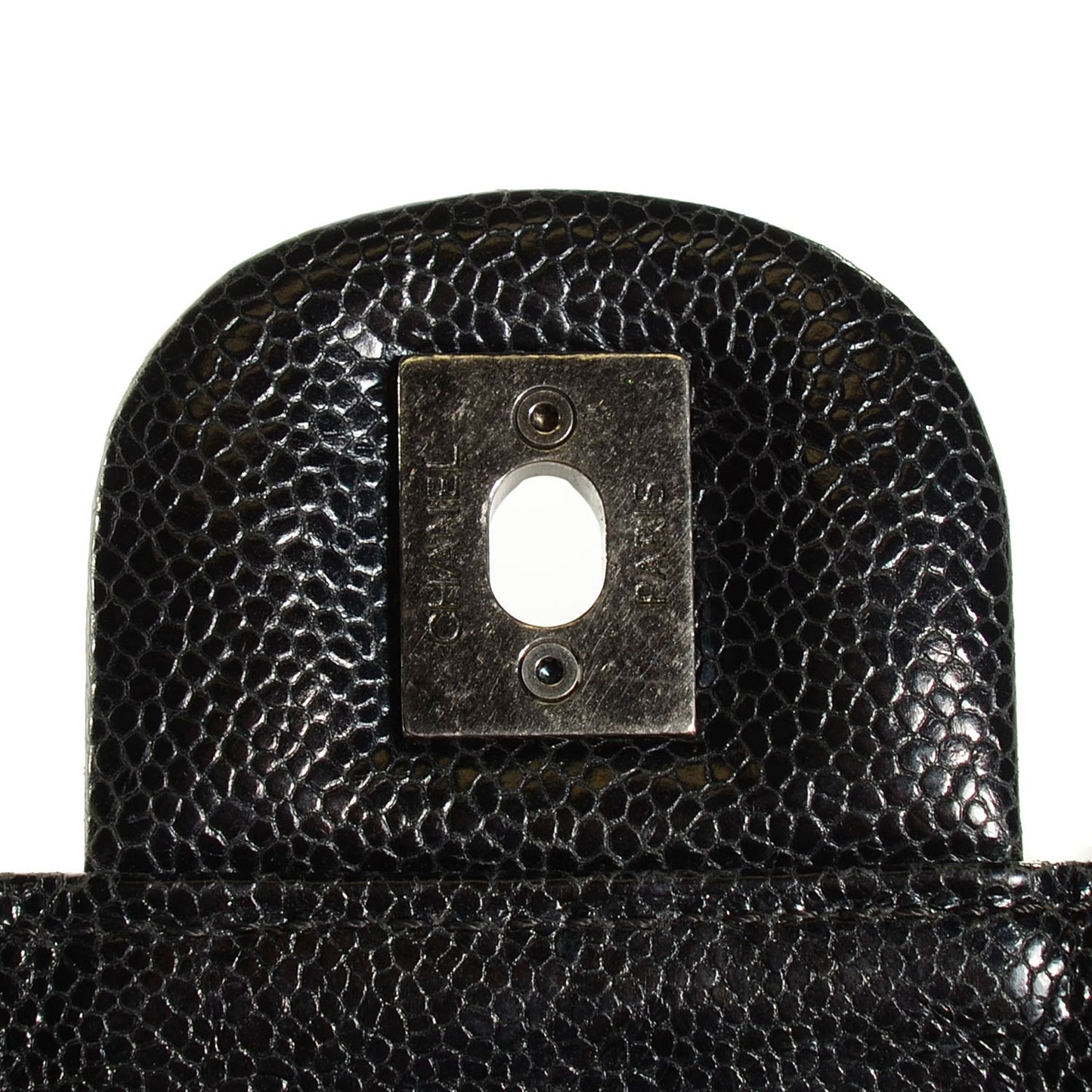 Crumpled Grained Calfskin CC Crave Jumbo Flap Black