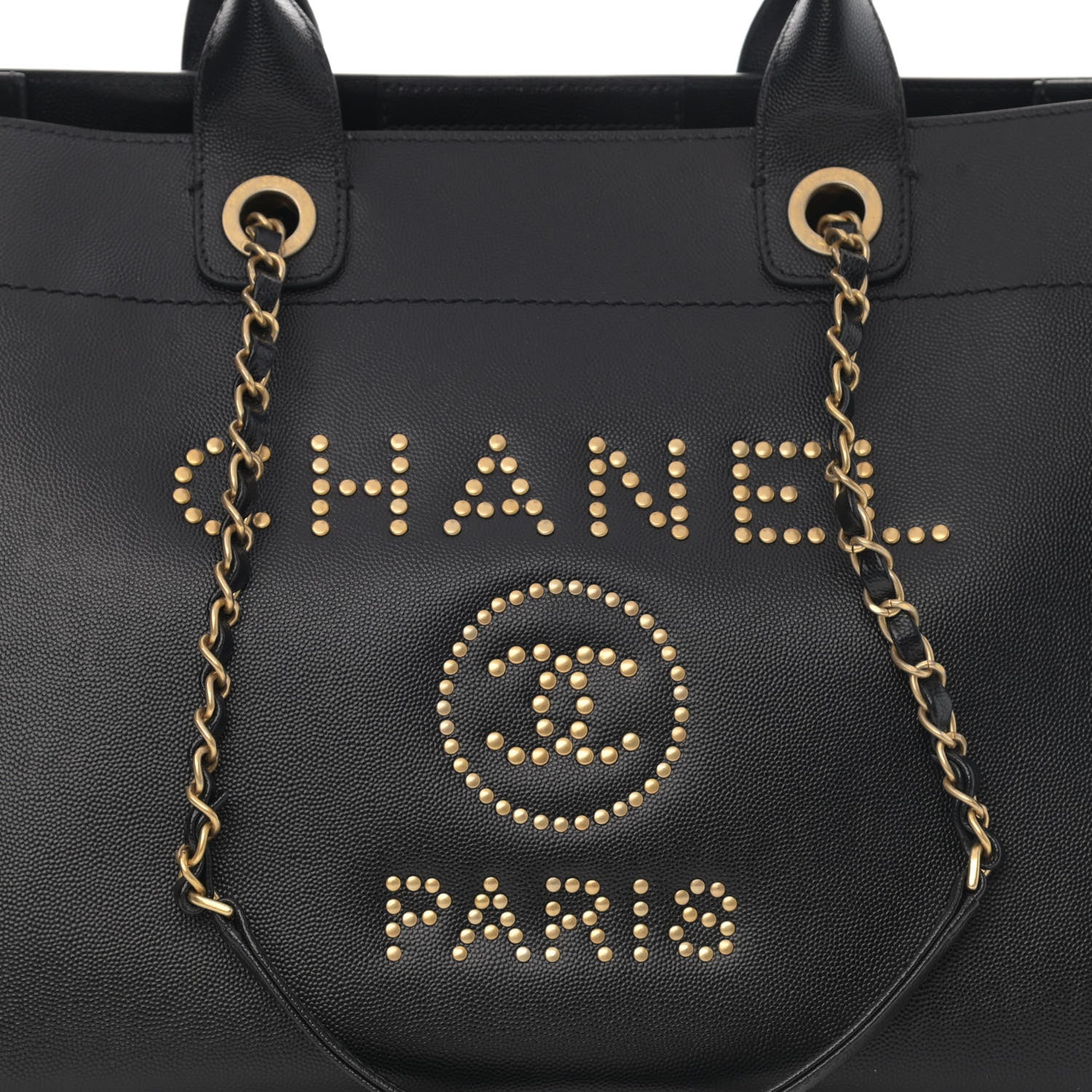 Chanel Caviar Small Studded Deauville Tote Black 7 of 13
