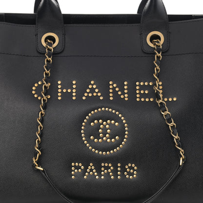 Chanel Caviar Small Studded Deauville Tote Black 7 of 13