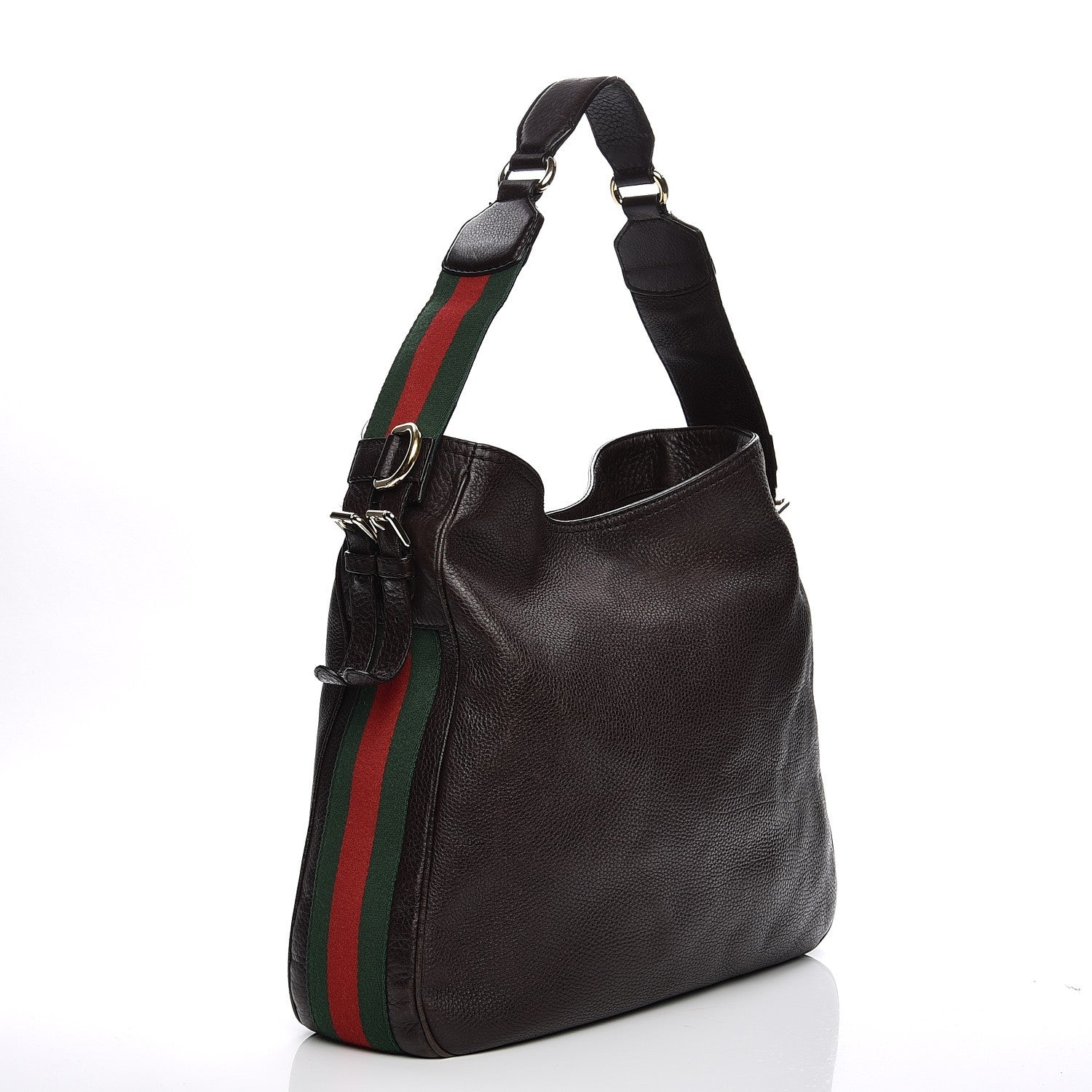 Gucci Calfskin Web Heritage Shoulder Bag Dark Brown 3 of 16