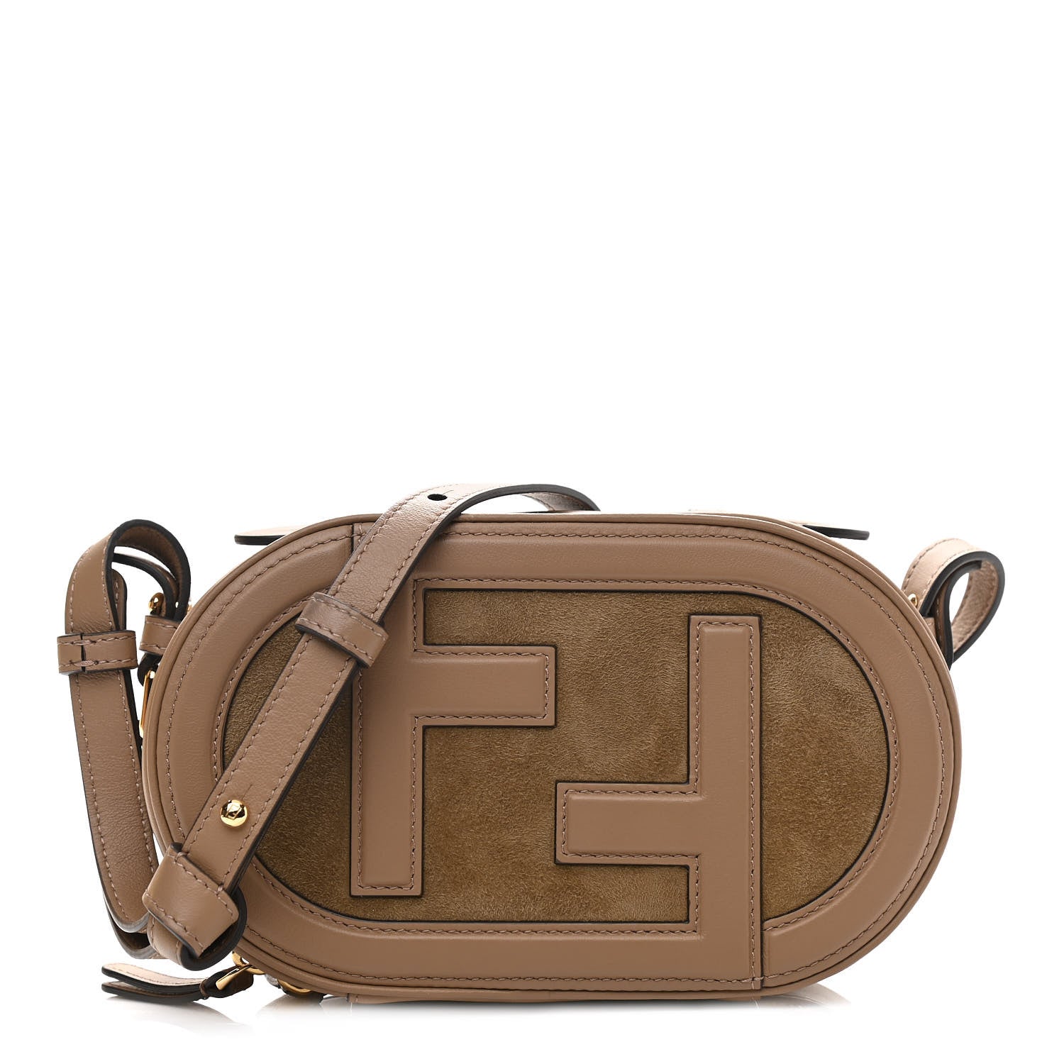 Fendi Vitello Grace Camoscio O'Lock Mini Camera Case Sand Rovere 1 of 11