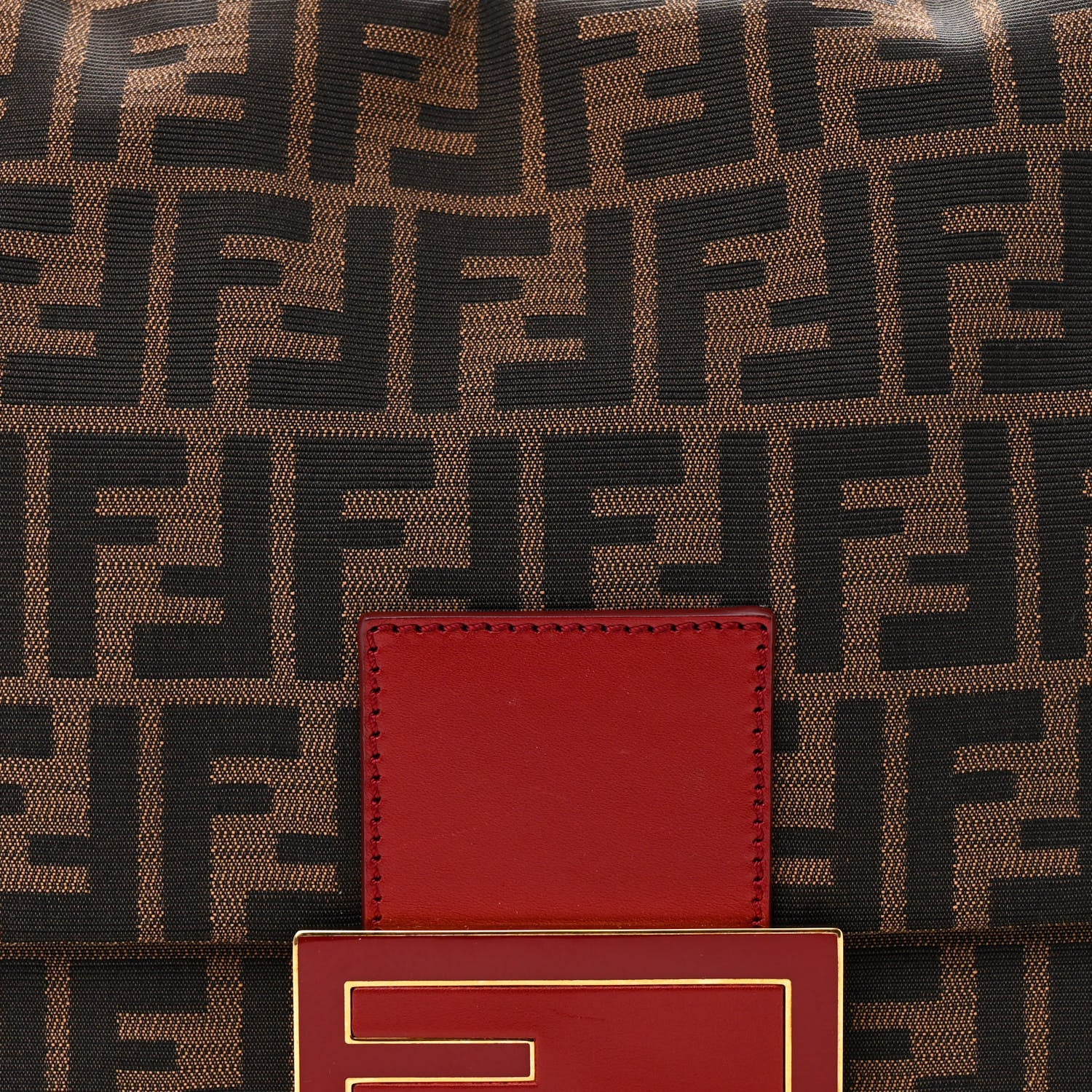 Fendi Zucca Enamel Big Forever Mama Baguette Tobacco Rosso 8 of 18