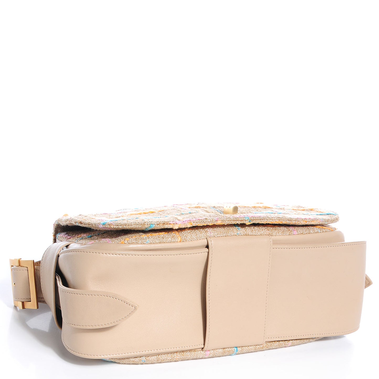Tweed Mademoiselle Turn Lock Crossbody Bag Beige