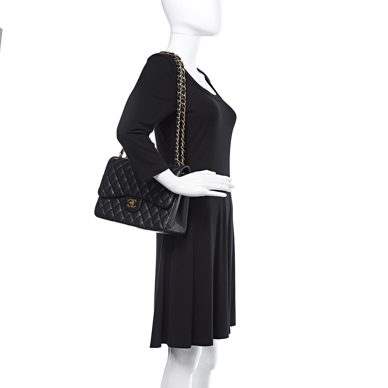 Chanel Caviar Quilted Jumbo Double Flap Black 2 of 18