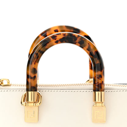 Fendi Vitello King Plexiglass Logo Embossed Mini By The Way Top Handle Boston Bag White Rice 10 of 11