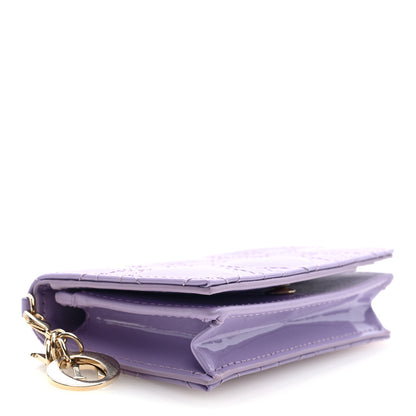 Christian Dior Patent Cannage Small Lady Dior Flap Card Holder Lilac 4 of 6