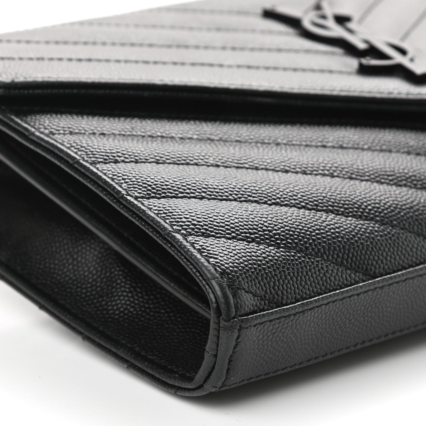 Grain De Poudre Matelasse Chevron Monogram Chain Wallet Black