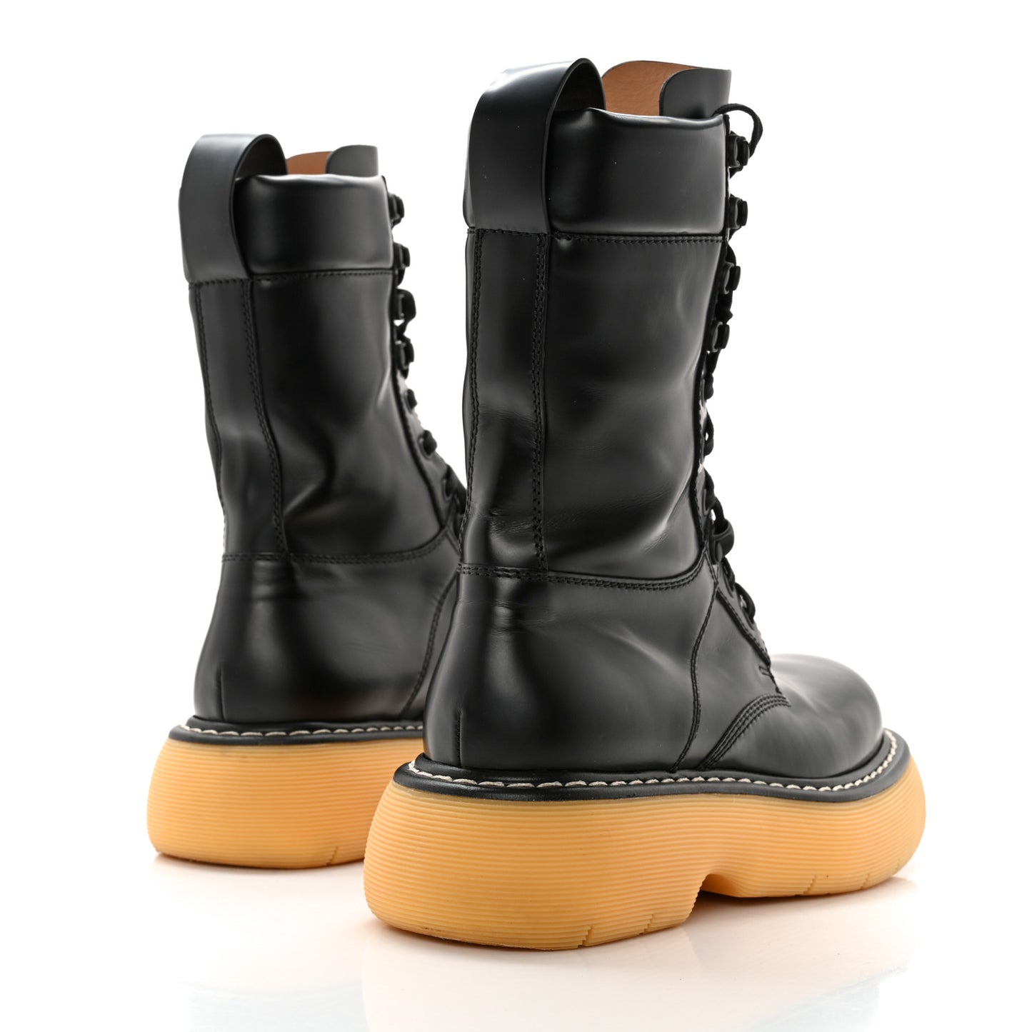 Calfskin The Swell Lace Up Boots 38 Black Natural Rubber