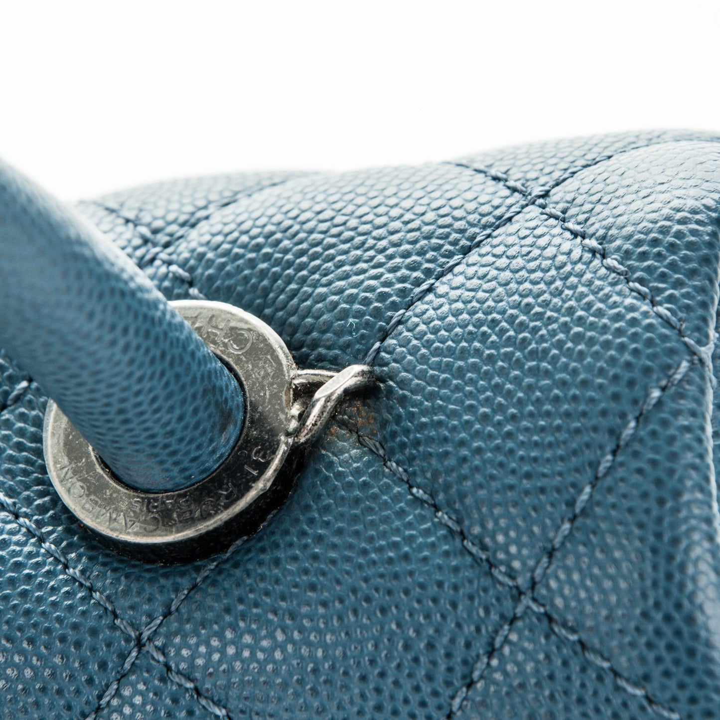 Caviar Quilted Mini Coco Handle Flap Blue