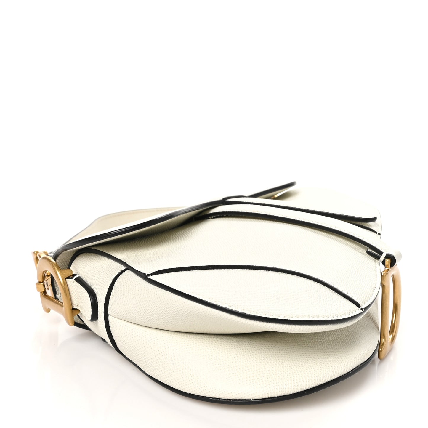 Grained Calfskin Saddle Bag White